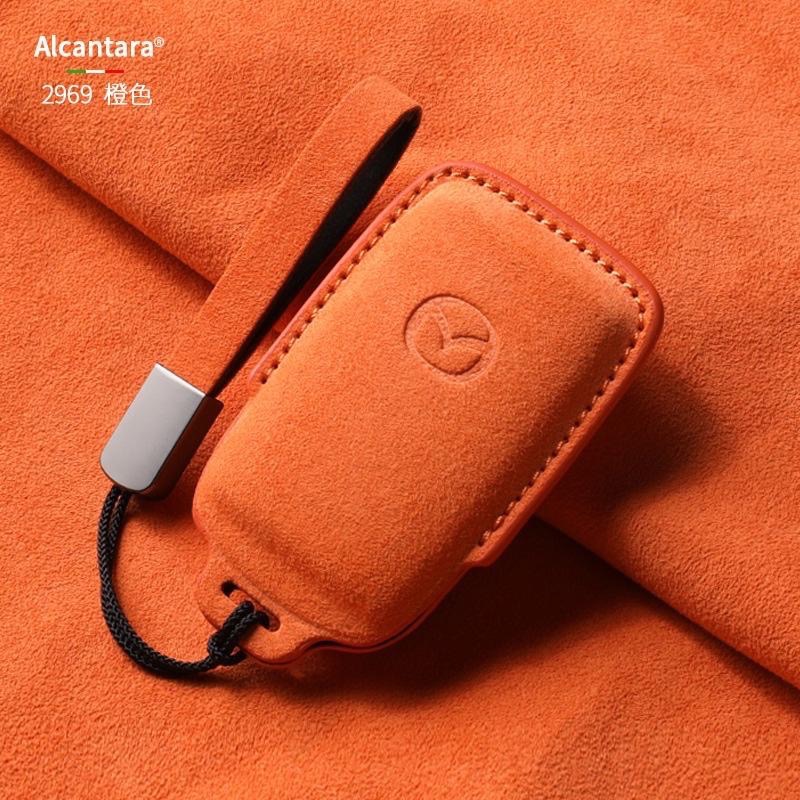 馬自達 Mazda CX-5  全包翻毛皮扣 CX-T50 馬自達侧按鑰匙扣 鑰匙圈 Alcantara 鑰匙皮套-細節圖7