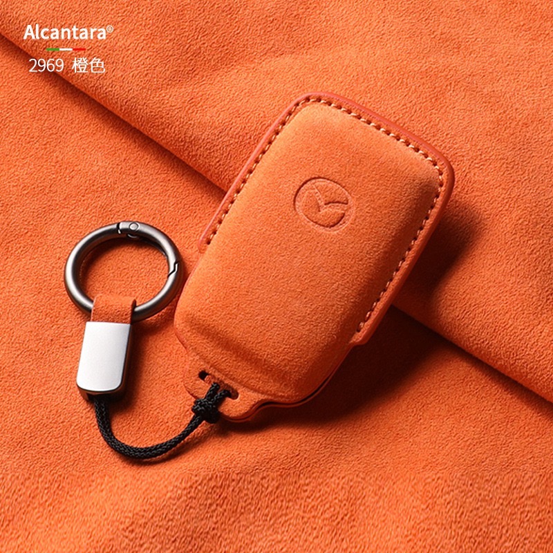 馬自達 Mazda CX-5  全包翻毛皮扣 CX-T50 馬自達侧按鑰匙扣 鑰匙圈 Alcantara 鑰匙皮套-規格圖7