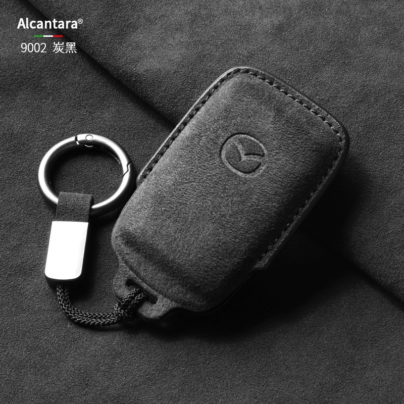 馬自達 Mazda CX-5  全包翻毛皮扣 CX-T50 馬自達侧按鑰匙扣 鑰匙圈 Alcantara 鑰匙皮套-規格圖7