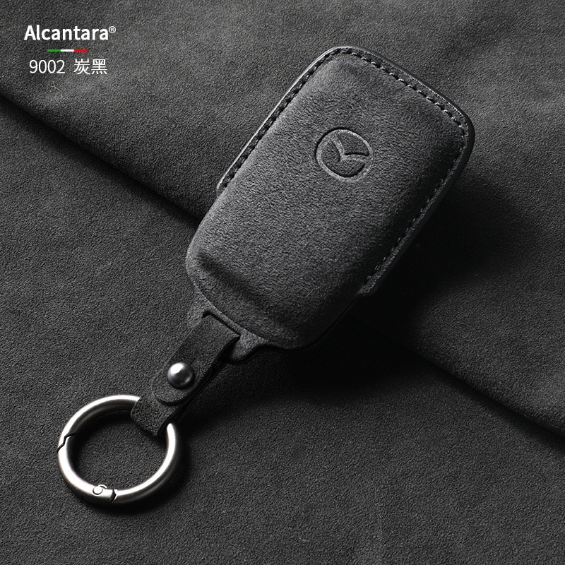 馬自達 Mazda CX-5  全包翻毛皮扣 CX-T50 馬自達侧按鑰匙扣 鑰匙圈 Alcantara 鑰匙皮套-規格圖7