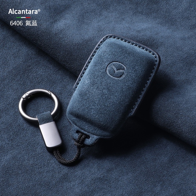 馬自達 Mazda CX-5  全包翻毛皮扣 CX-T50 馬自達侧按鑰匙扣 鑰匙圈 Alcantara 鑰匙皮套-規格圖7