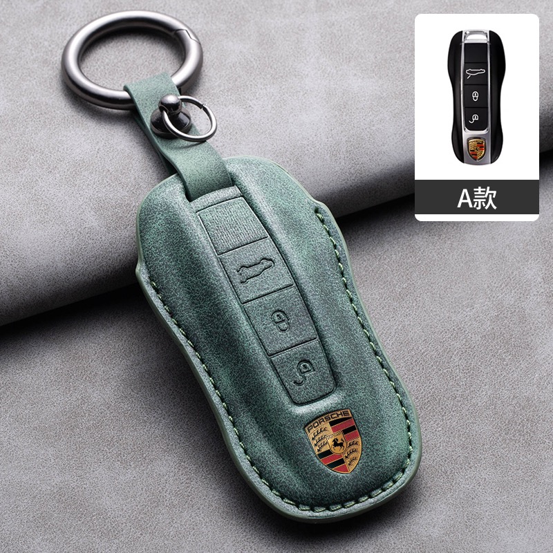 保時捷 PORSCHE 專用鑰匙套 凱燕 macan 911帕拉梅拉 718 taycan 翻毛皮 鑰匙皮套-規格圖8