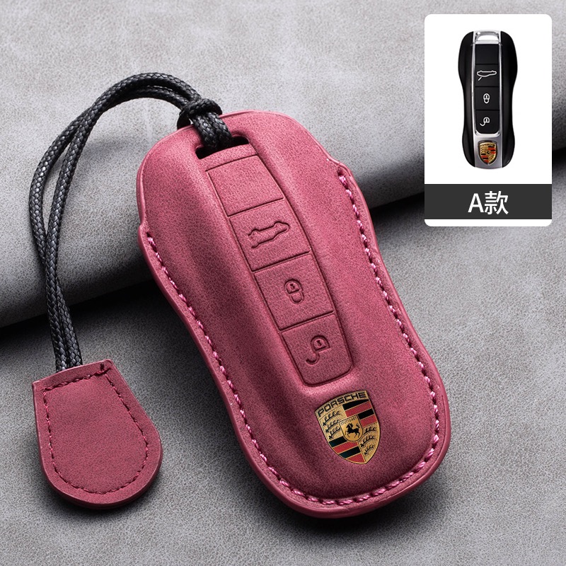 保時捷 PORSCHE 專用鑰匙套 凱燕 macan 911帕拉梅拉 718 taycan 翻毛皮 鑰匙皮套-規格圖8