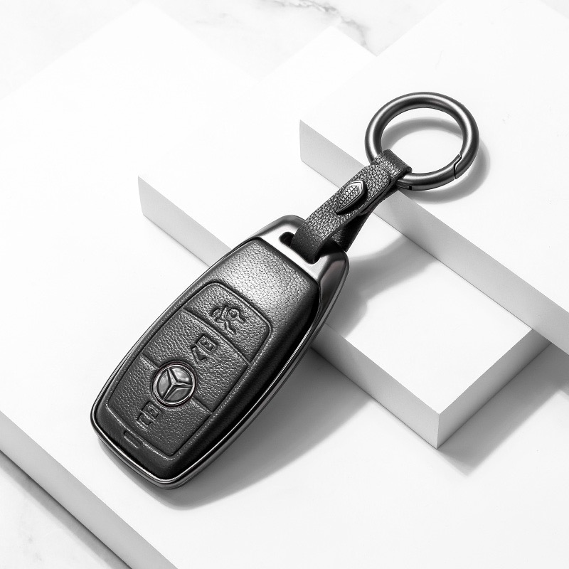 BENZ 奔馳23款新C級鑰匙套C200L C260L 新S级S400L S450L邁巴赫 航空合金 小羊皮鑰匙皮套-規格圖9