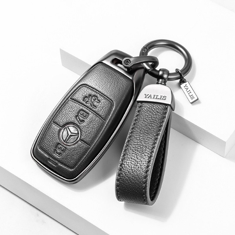 BENZ 奔馳23款新C級鑰匙套C200L C260L 新S级S400L S450L邁巴赫 航空合金 小羊皮鑰匙皮套-規格圖9