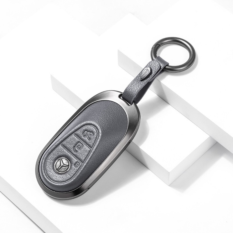 BENZ 奔馳23款新C級鑰匙套C200L C260L 新S级S400L S450L邁巴赫 航空合金 小羊皮鑰匙皮套-規格圖9