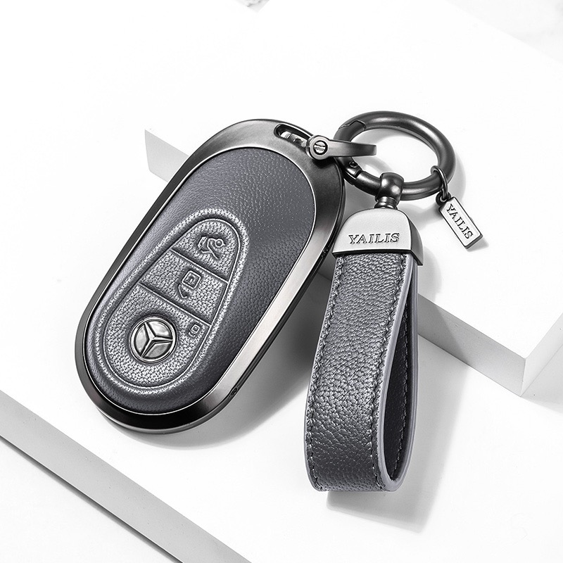 BENZ 奔馳23款新C級鑰匙套C200L C260L 新S级S400L S450L邁巴赫 航空合金 小羊皮鑰匙皮套-規格圖9