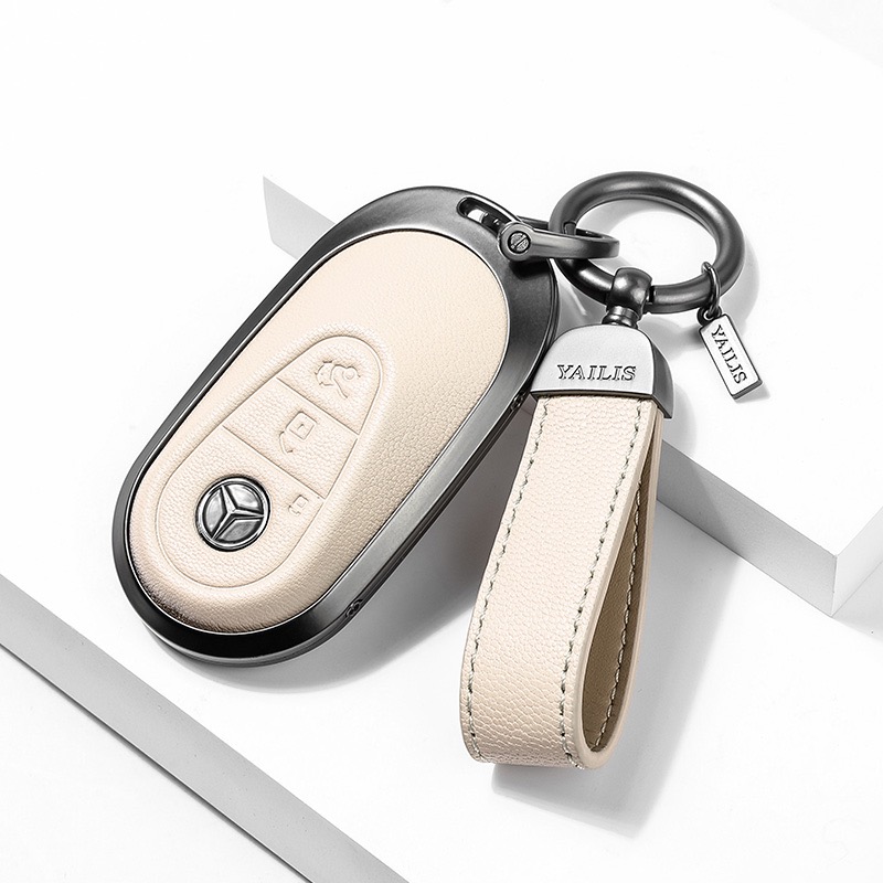BENZ 奔馳23款新C級鑰匙套C200L C260L 新S级S400L S450L邁巴赫 航空合金 小羊皮鑰匙皮套-規格圖9