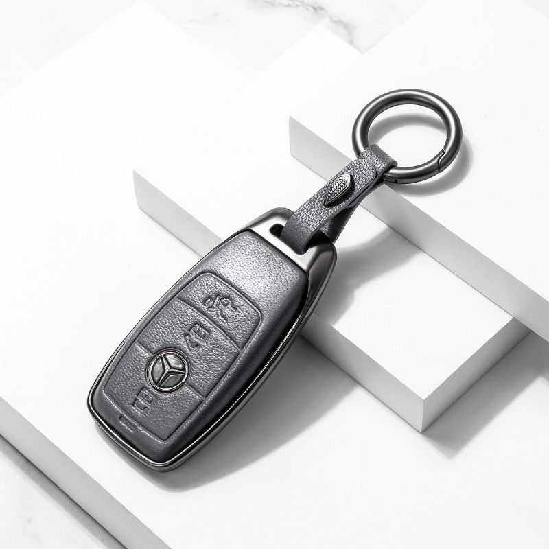 BENZ 奔馳23款新C級鑰匙套C200L C260L 新S级S400L S450L邁巴赫 航空合金 小羊皮鑰匙皮套-規格圖9