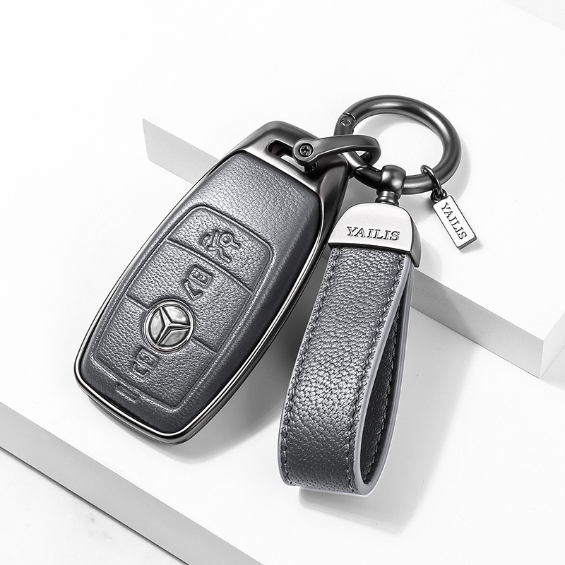 BENZ 奔馳23款新C級鑰匙套C200L C260L 新S级S400L S450L邁巴赫 航空合金 小羊皮鑰匙皮套-規格圖9