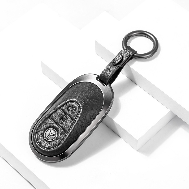 BENZ 奔馳23款新C級鑰匙套C200L C260L 新S级S400L S450L邁巴赫 航空合金 小羊皮鑰匙皮套-規格圖9