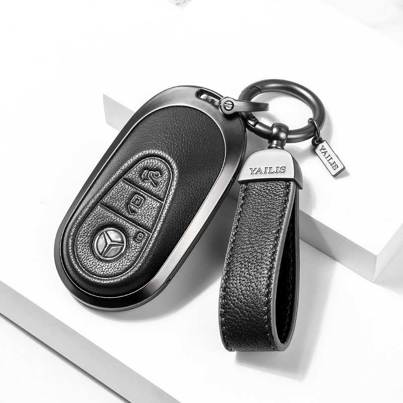 BENZ 奔馳23款新C級鑰匙套C200L C260L 新S级S400L S450L邁巴赫 航空合金 小羊皮鑰匙皮套-規格圖9