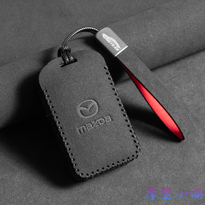 2025 新款 2鍵鑰匙皮套 馬自達 Mazda CX5馬2/馬3/馬6/CX8/CX30 槍色金屬扣 翻毛皮 鑰匙皮套-細節圖6