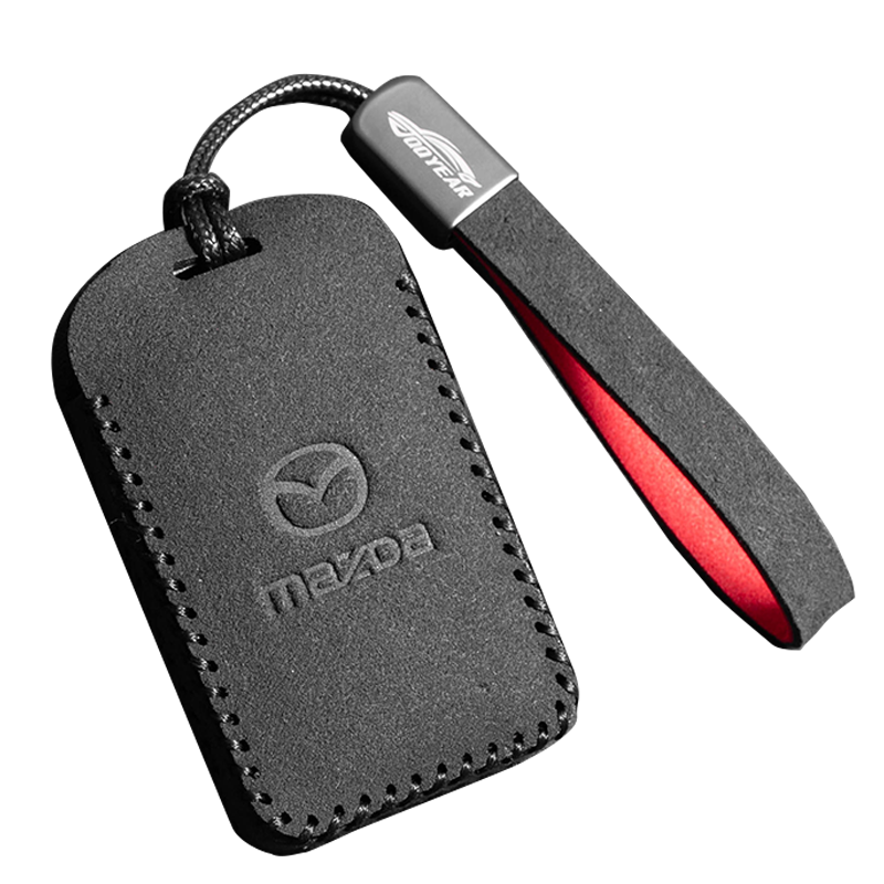 2025 新款 2鍵鑰匙皮套 馬自達 Mazda CX5馬2/馬3/馬6/CX8/CX30 槍色金屬扣 翻毛皮 鑰匙皮套-細節圖7