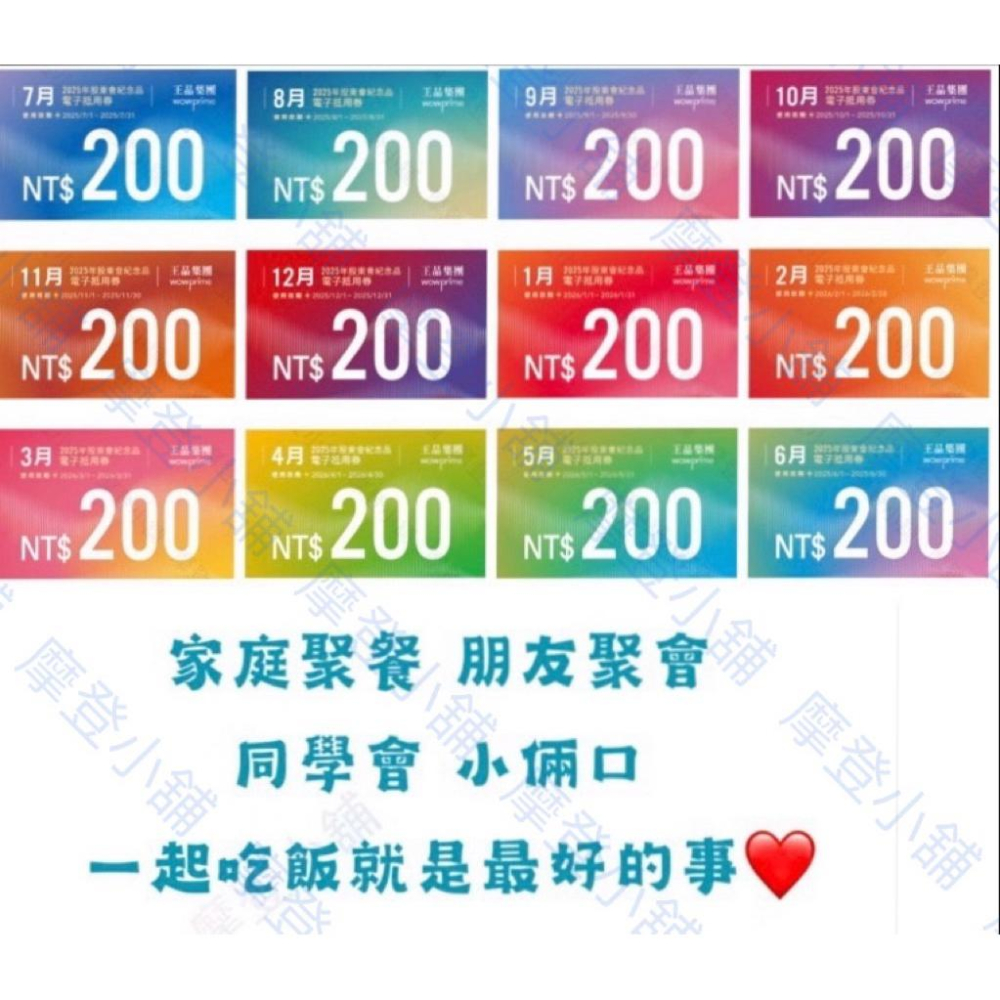 王品集團 股東會紀念品200元電子劵 王品全品牌皆可使用 青花驕 夏慕尼 原燒 肉次方 藝奇 和牛涮 西堤 陶板屋 享鴨-細節圖2