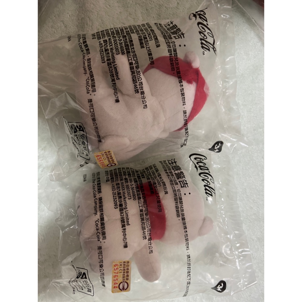 ￼2015 可口可樂 聯名 北極熊 玩偶 布偶 可愛小紅帽 優雅紅圍巾 麥當勞 聯名 兩隻合售 小物-細節圖4