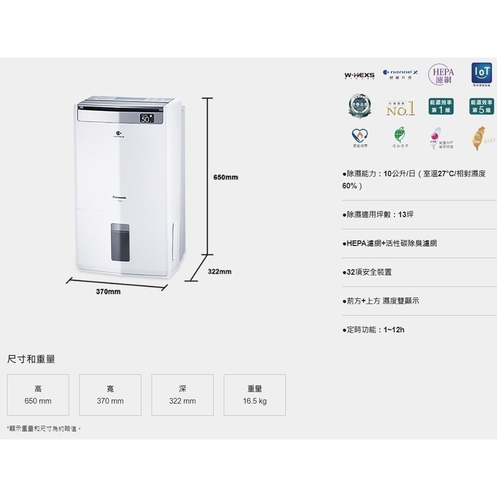 Panasonic 國際牌 10L清淨除濕機 F-Y20JH-細節圖2