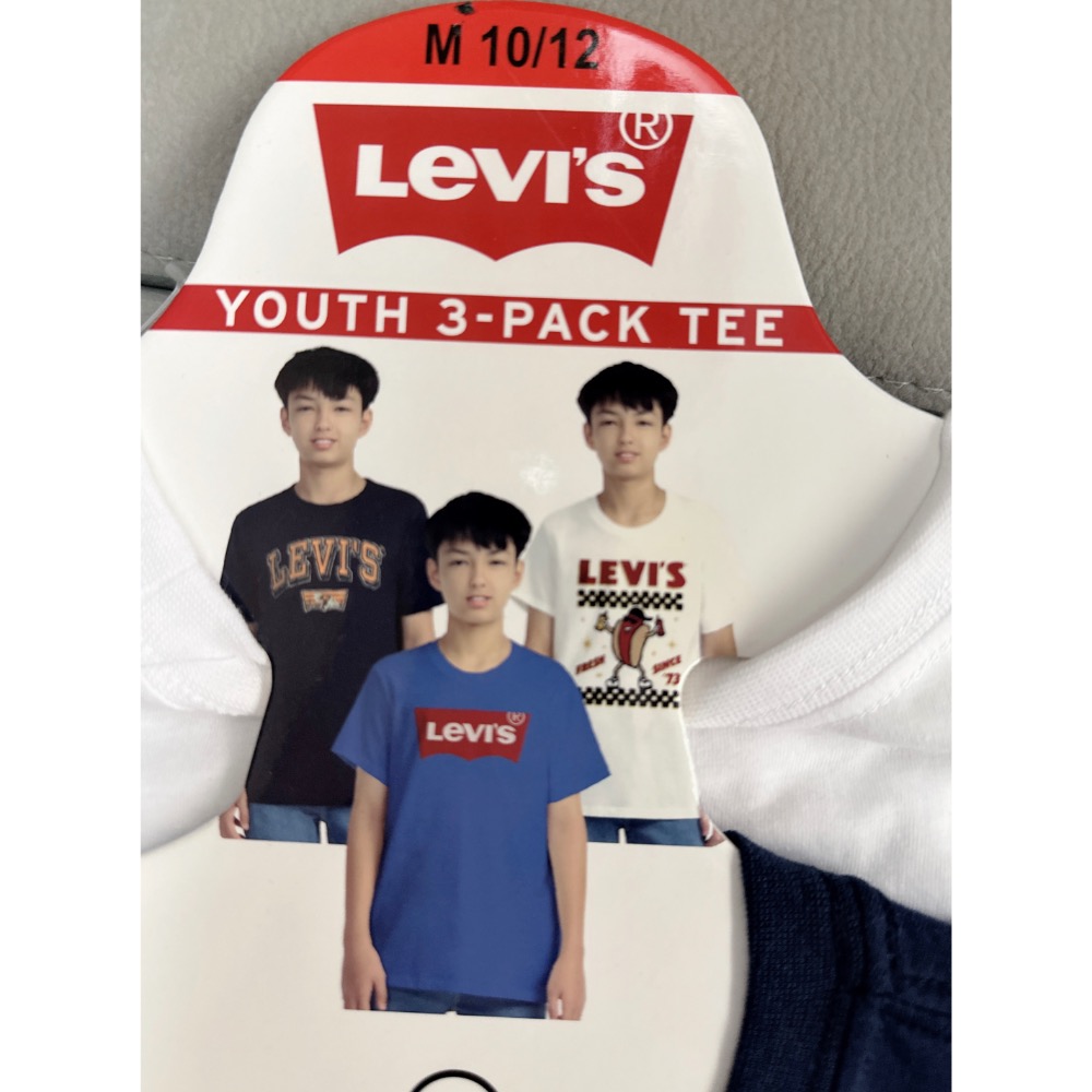 🎀 現貨 Costco 好市多 Levi’s兒童 logo 短袖T恤 3入兒童大童M(10/12)-細節圖2