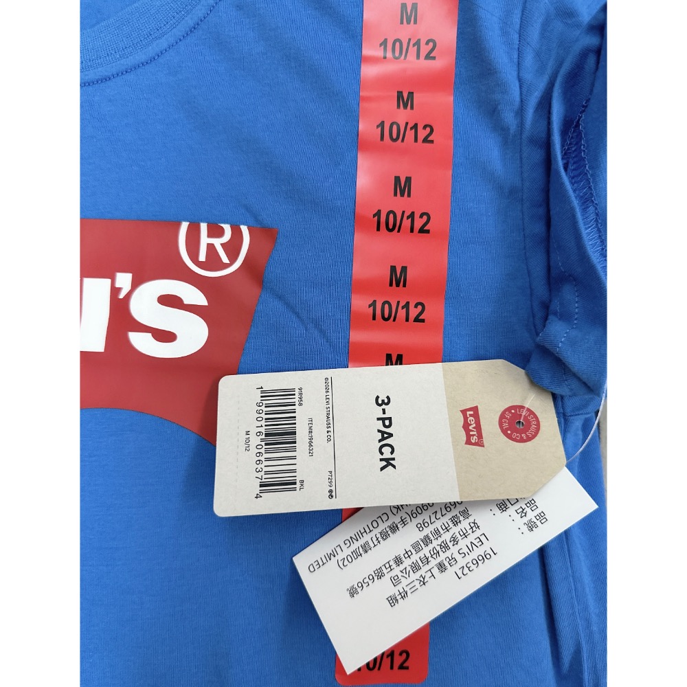 🎀 現貨 Costco 好市多 Levi’s兒童 logo 短袖T恤 3入兒童大童M(10/12)-細節圖3