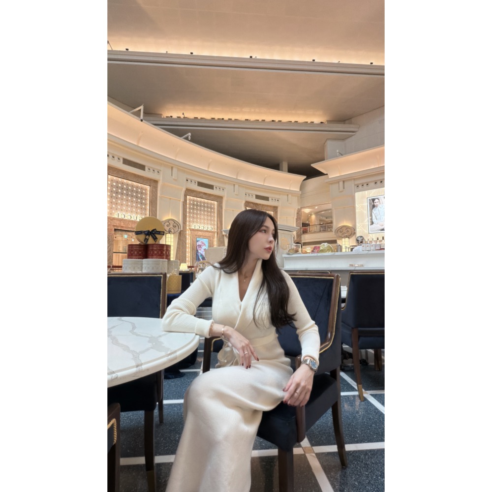 白月光千金針織綁帶洋裝-細節圖5