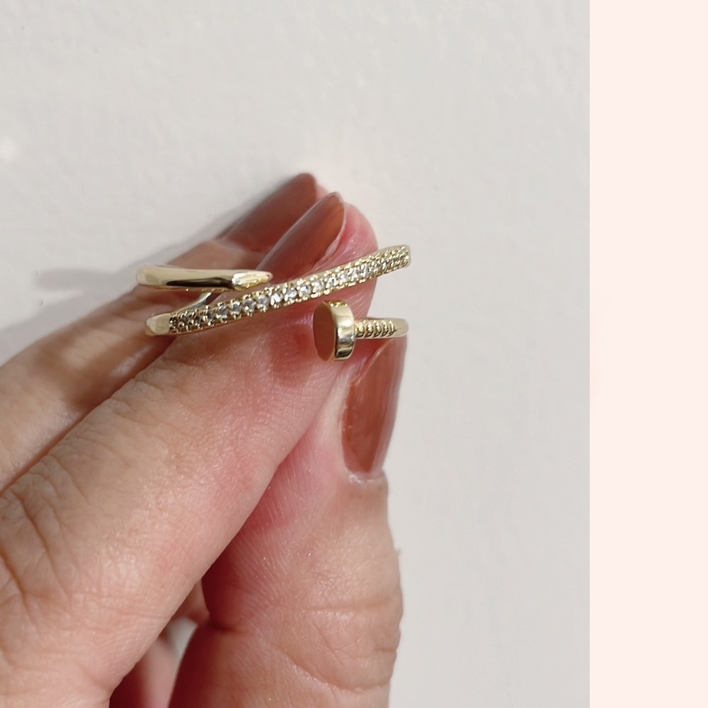 【珍妮選品】2R-1時尚的加冕金色交叉可調式戒指 -現貨+預購-細節圖3