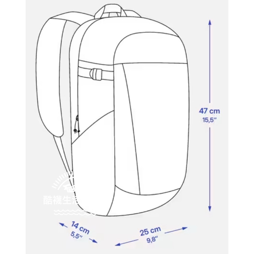 【橦年夢想百貨行】 20L登山健行休閒多隔層背包 QUECHUA、後背包、運動背包、登山用品、20L 登山健行背包-細節圖5