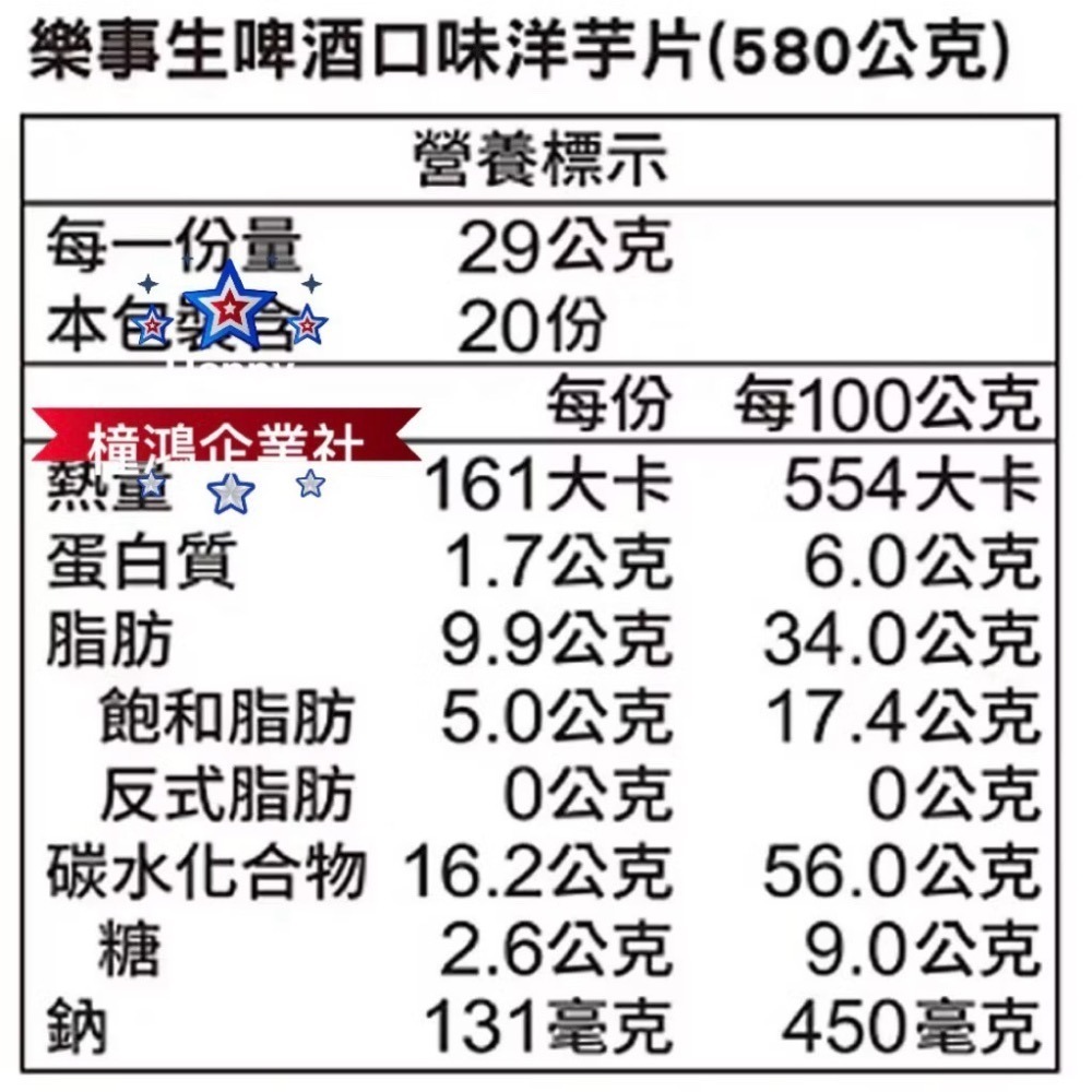 橦鴻企業社】最新效期｜好市多樂事 Lay’s 580g 特大包｜濃香菜風味・生啤酒口味(無酒精)｜超值分享包-細節圖5