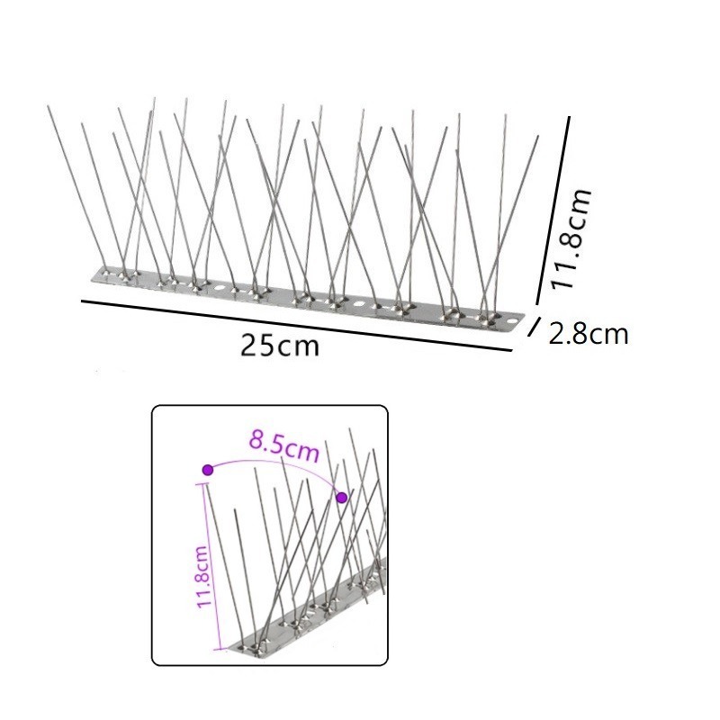 不鏽鋼防鳥刺 防鳥屎 防鳥器 防鴿子 不銹鋼防鳥刺 防貓 防鼠 防盜 防動物 防攀爬 驅鳥 驅鳥神器 防狗 防鴿 趕鳥-規格圖7