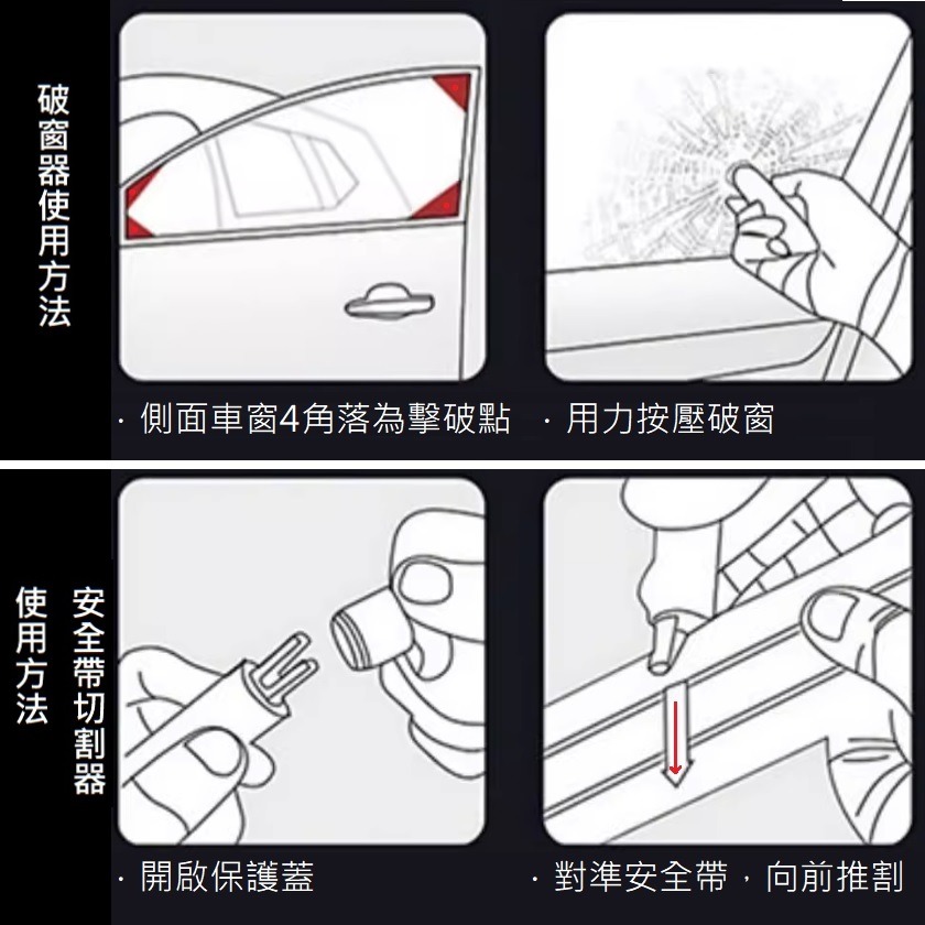 【快速出貨】汽車破窗器 二合一 安全帶切割器 車窗擊破器 破窗錘 逃生錘 救生錘 車用破窗器 破窗神器 玻璃擊破器 逃生-細節圖10