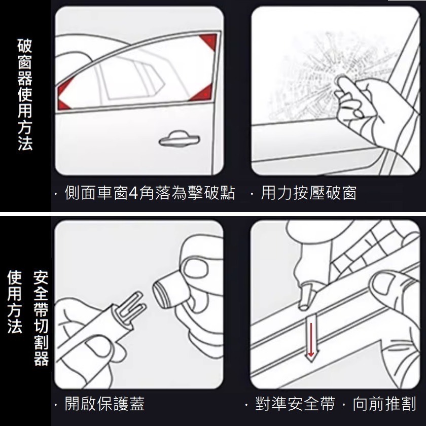 【快速出貨】汽車破窗器 二合一 安全帶切割器 車窗擊破器 破窗錘 逃生錘 救生錘 車用破窗器 破窗神器 玻璃擊破器 逃生-細節圖9