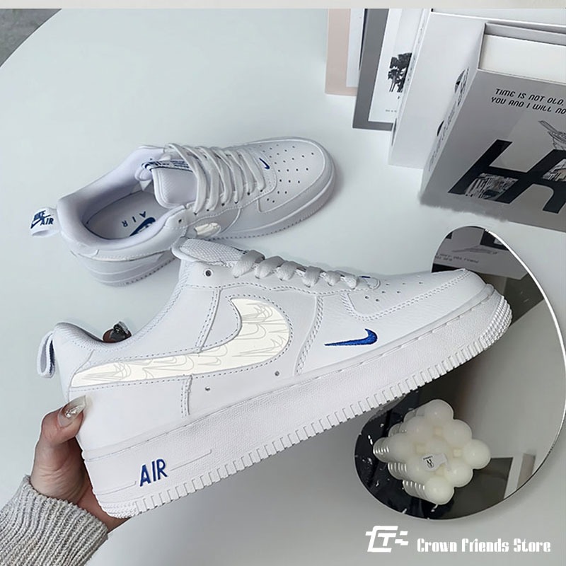 日本代購  免稅 ike Air Force 1 反光 小藍勾 小勾 刺繡-細節圖5