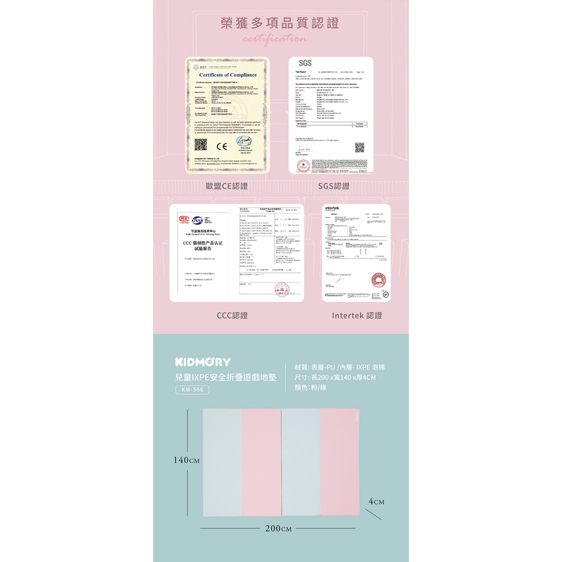 KIDMORY 兒童IXPE安全折疊遊戲地墊（KM-566）-細節圖6