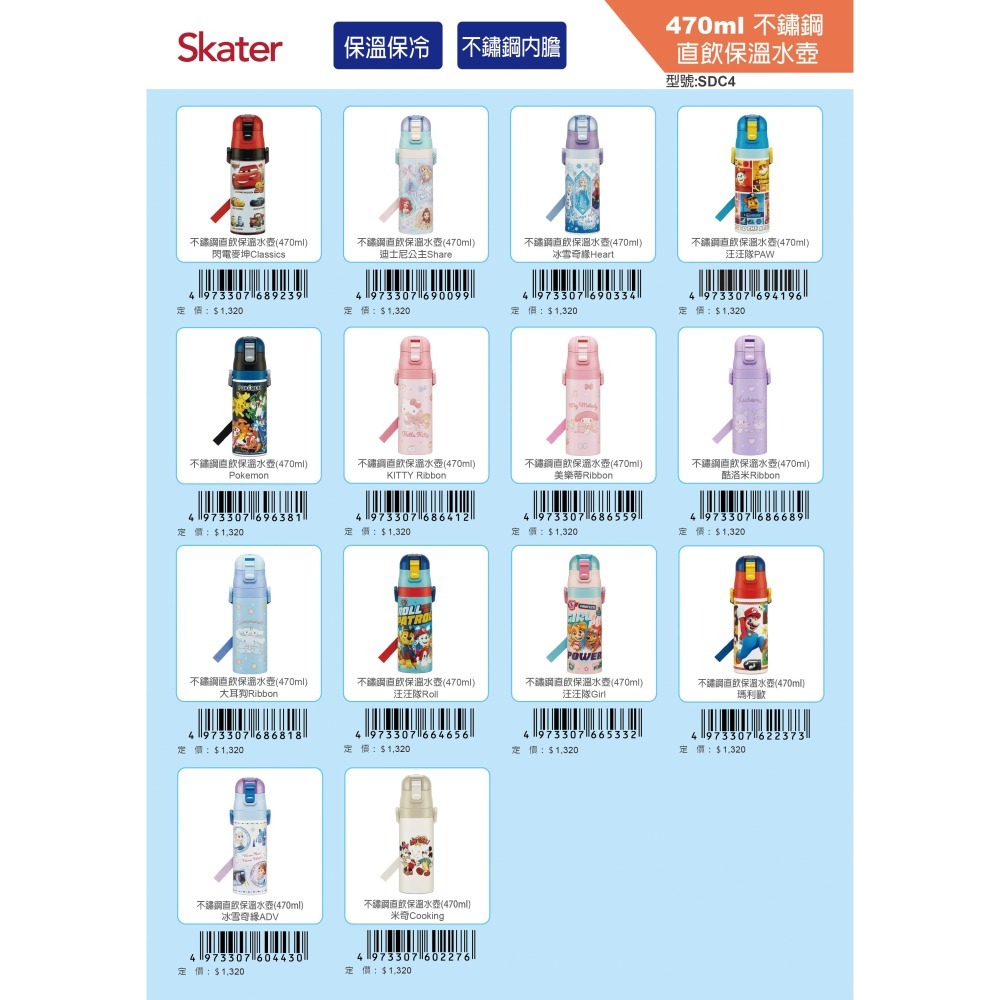 Skater 不鏽鋼直飲保溫水壺 470ml（多款可選）-細節圖4