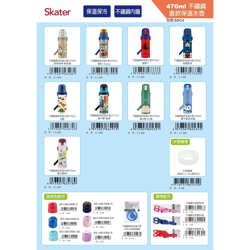 Skater 不鏽鋼直飲保溫水壺 470ml（多款可選）-細節圖5