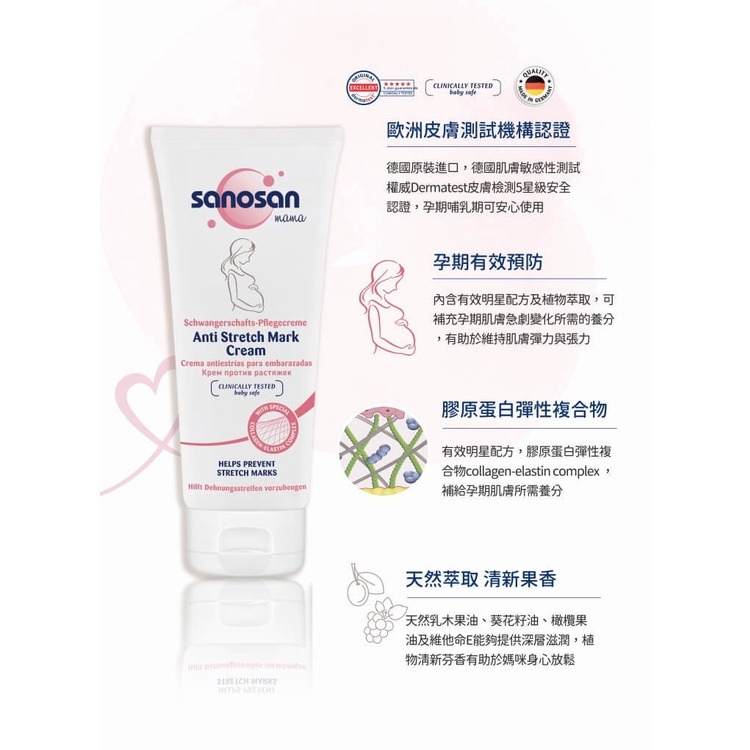 sanosan 珊諾 S孕女神膠原彈力抗紋霜 200ml-細節圖5