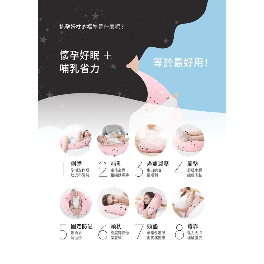 六甲村 SoClose 輕餵可調式孕婦哺乳枕 - 粉星平織-細節圖5