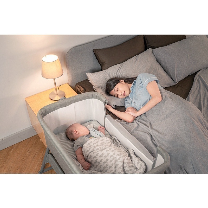 ★送隔水保潔墊★ KIDMORY 多功能可調式床邊床（KM-526）＋配件（蚊帳、滾輪、搖擺桿）-細節圖5