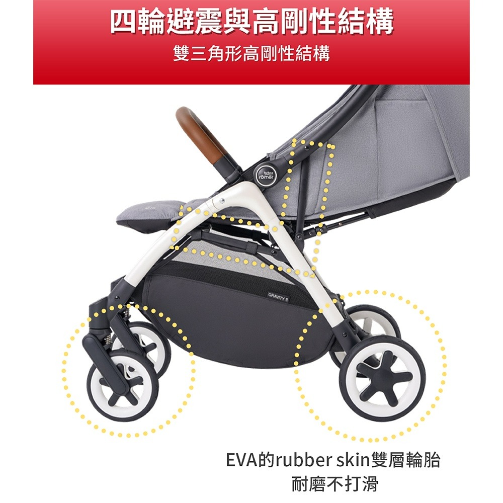 Britax B-Gravity II 自動收合嬰兒推車（夜幕藍/深空灰/月光灰）-細節圖4