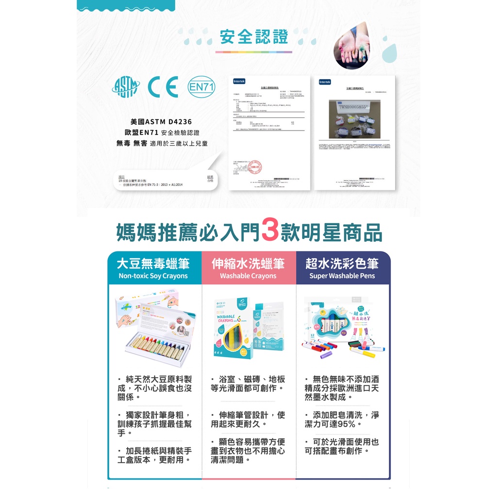 mamayo 媽媽友 伸縮水洗蠟筆12色（適用多種光滑平面/磁磚）洗澡蠟筆-細節圖8