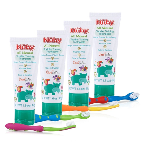 Nuby 兒童訓練牙膏&amp;兒童軟毛牙刷組（款式隨機）