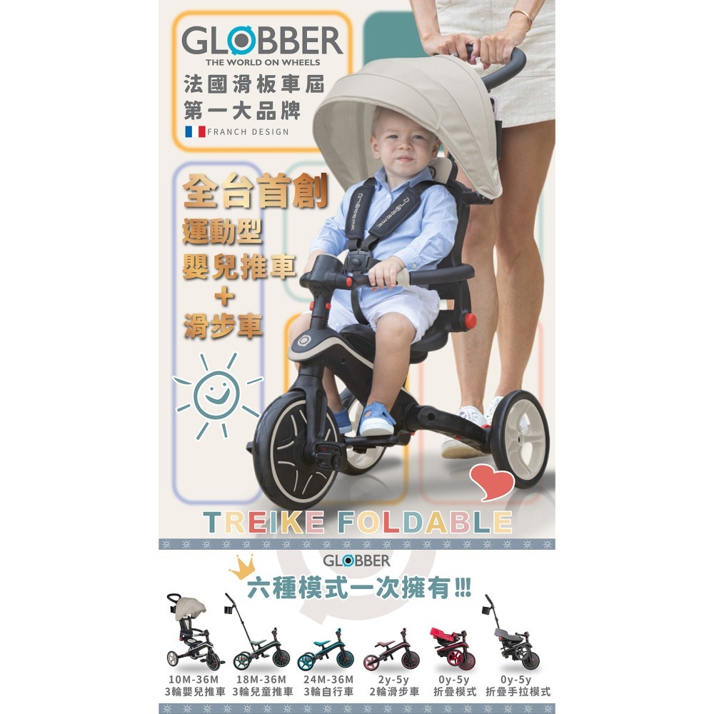 GLOBBER 哥輪步 4合1 Trike多功能3輪推車折疊版（多色可選）-細節圖2