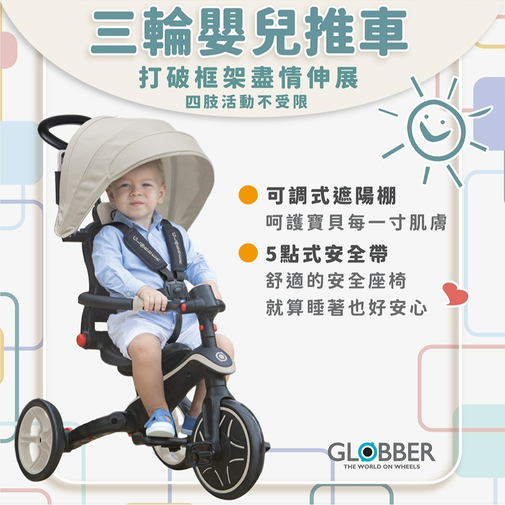 GLOBBER 哥輪步 4合1 Trike多功能3輪推車折疊版（多色可選）-細節圖3