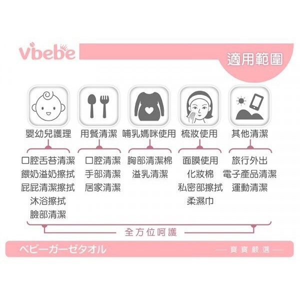 Vibebe 嬰兒乾濕兩用紗布巾 80抽1盒-細節圖3