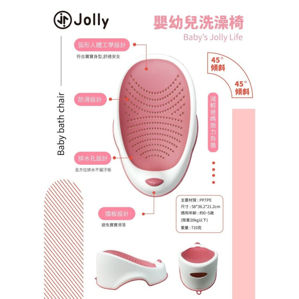 Jolly 嬰幼兒洗澡椅（莫蘭迪灰 / 玫瑰粉）-細節圖2