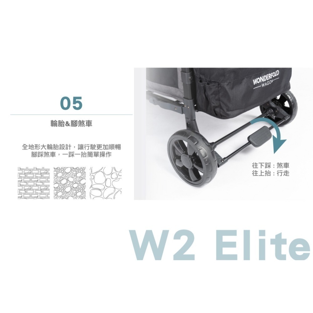 WonderFold W2 Elite 菁英多功能推車-火山黑 (含防水地墊) 嬰兒推車 寵物推車 雙寶推車-細節圖8