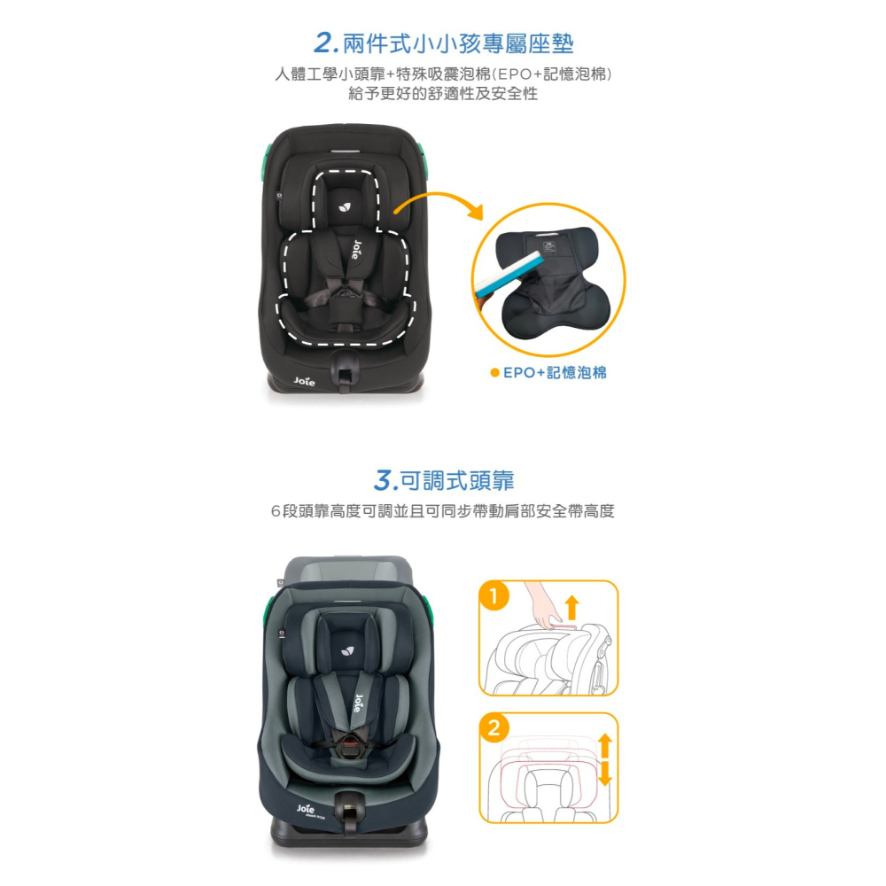 Joie steadi R129 0-4歲雙向汽座（黑 / 藍）-細節圖4