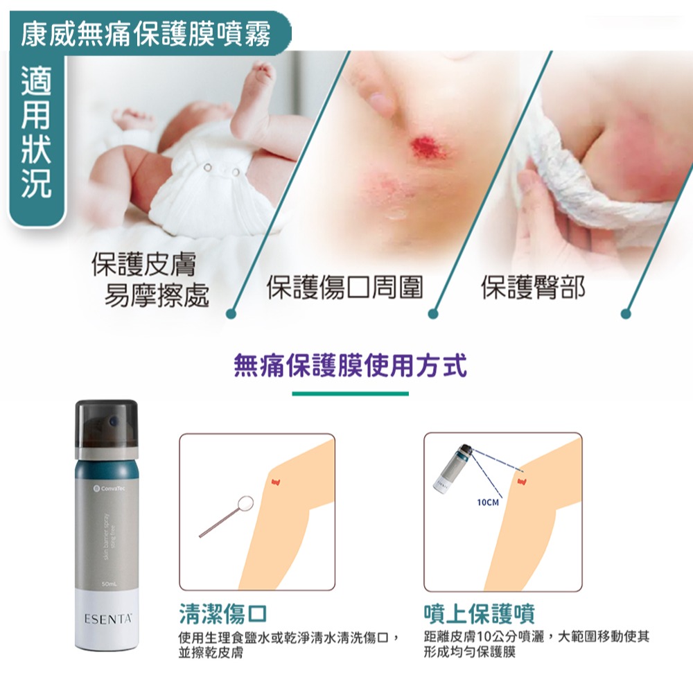 convatec 康威 無痛保護膜噴霧50ml + 蘆薈清潔泡沫118ml-細節圖6