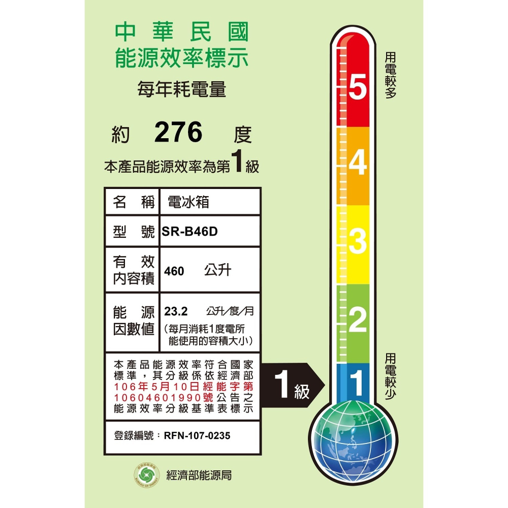 聲寶【SR-B46D(G6)】460公升雙門變頻冰箱星辰灰-細節圖2