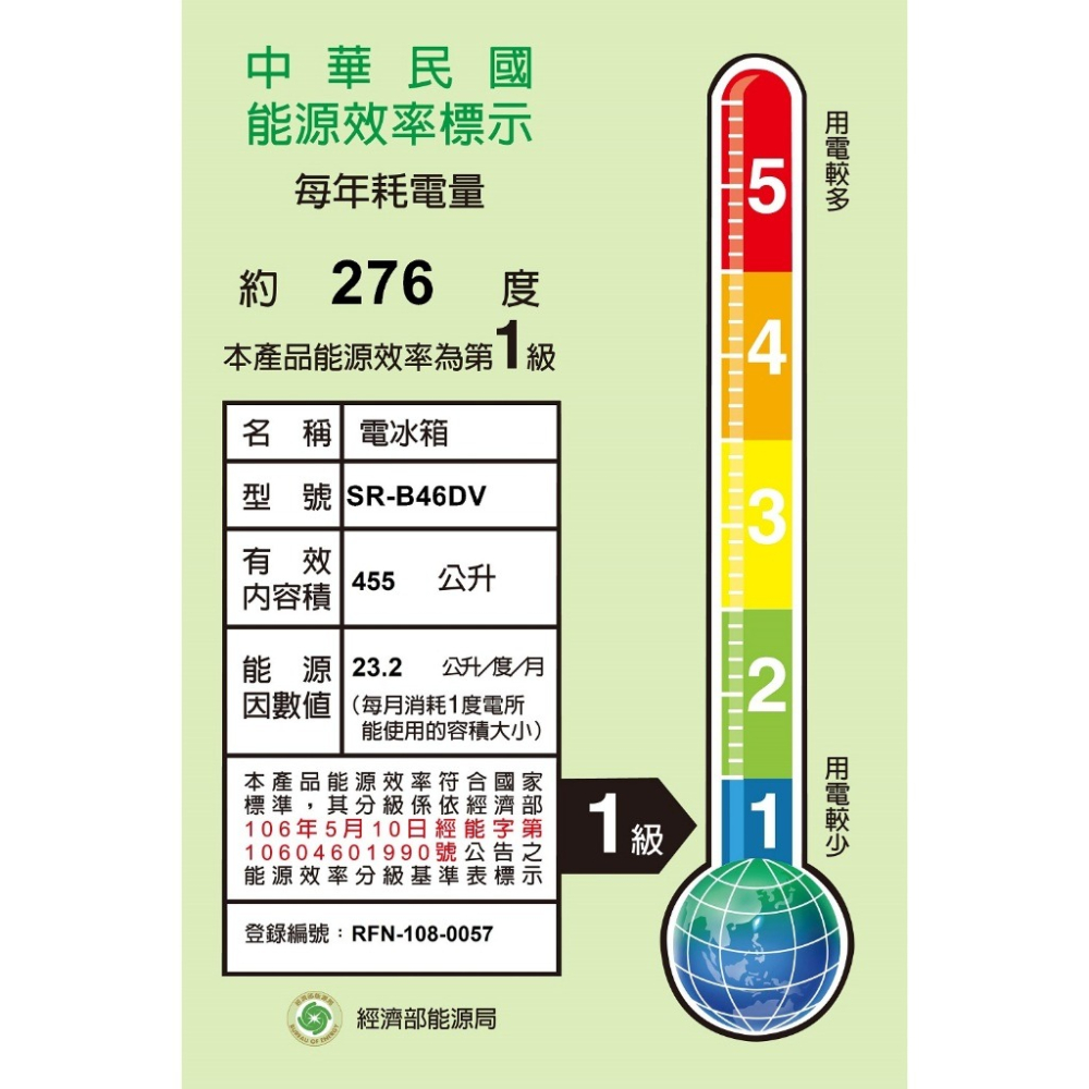 聲寶【SR-B46DV(R6)】455公升三門變頻冰箱-細節圖5