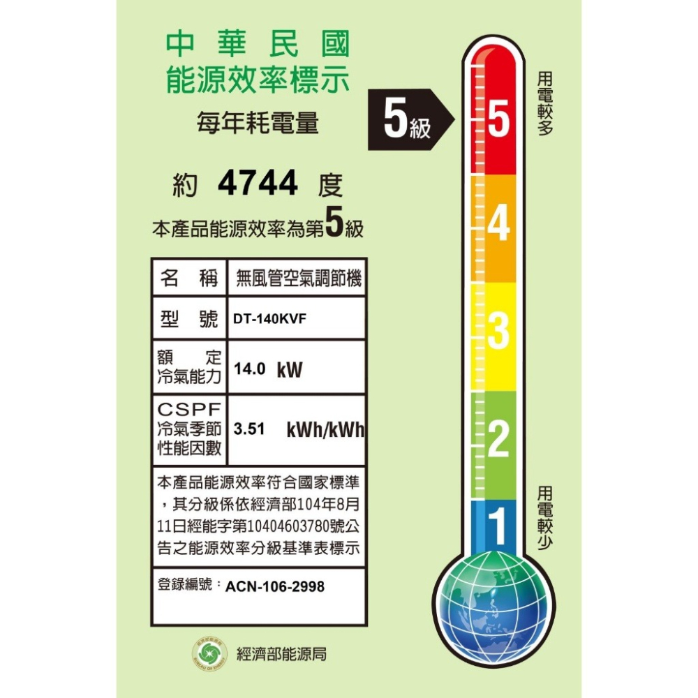 華菱【DT-140KVF/DN-1250PV】定頻分離式冷氣20坪(含標準安裝)-細節圖6